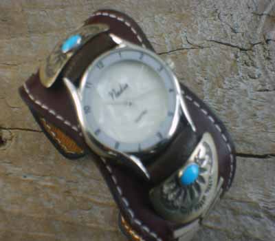 Native American Leather Cuff Watch